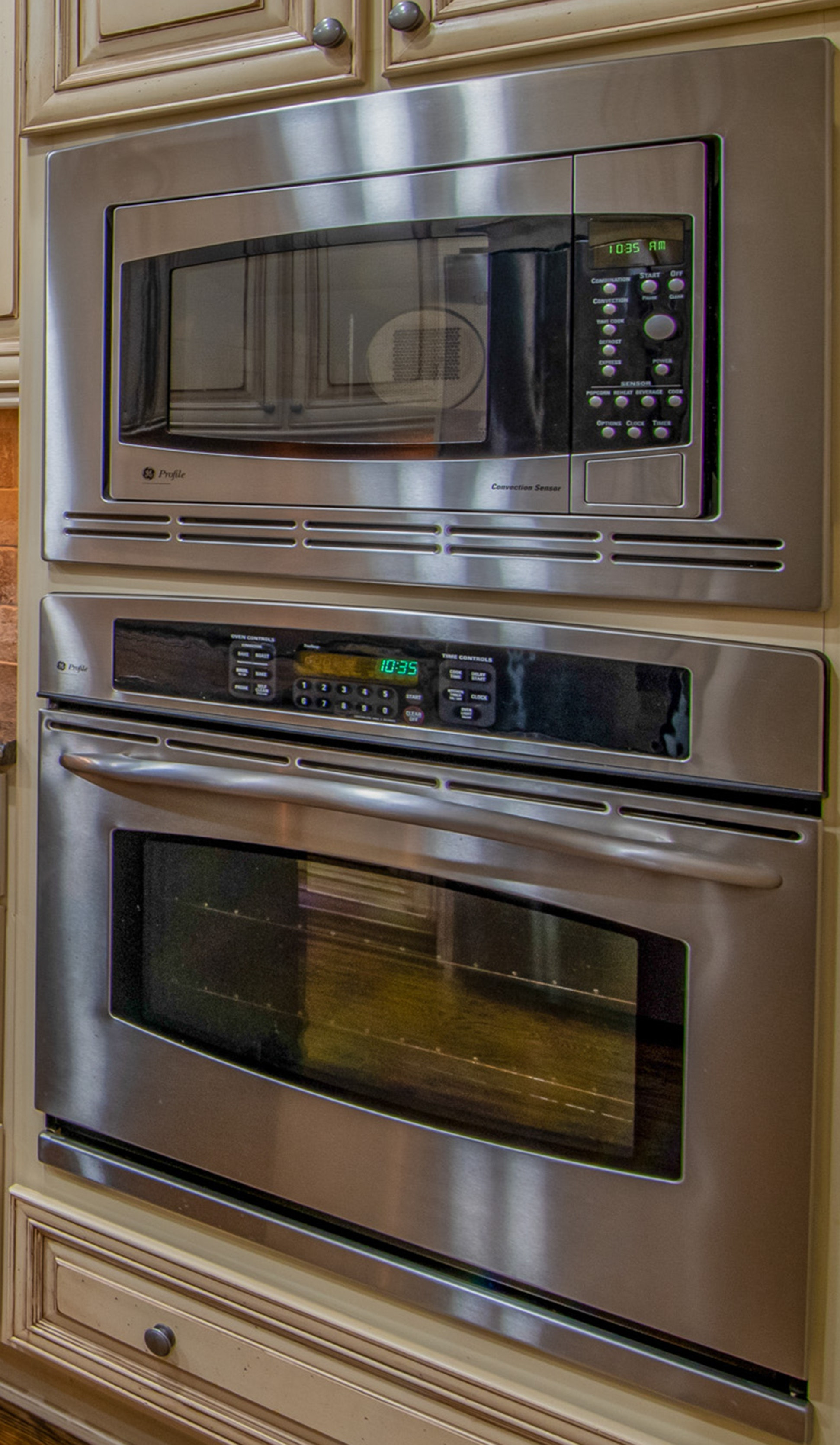 cabinet inserted microwave and regular oven